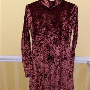 Crushed Velvet Mock Neck Mini Dress | Urban Out
